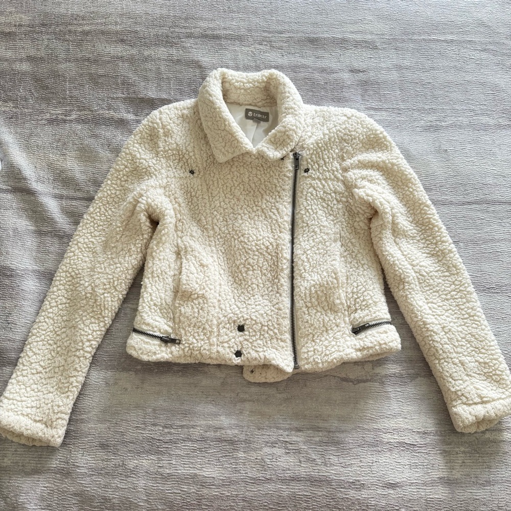 Tractr Off-White Teddy Kids Jacket, Size L